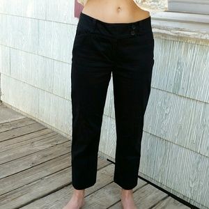 Black skinny cropped trousers mid rise slacks